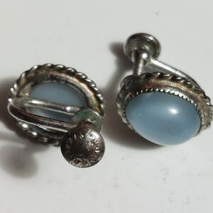 Elegant Silver & Moonstone Screw-On Earrings